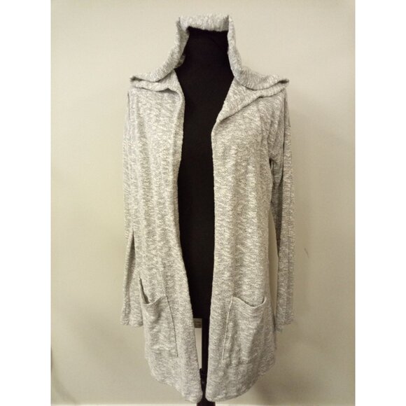 GAP Women's White Grey Hooded Cardigan Sweater Size Medium - Picture 1 of 6